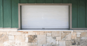 countertop with steel door